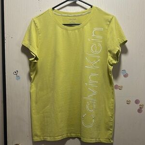 Calvin Klein Neon Green Logo T-Shirt - Size Large - Excellent Condition